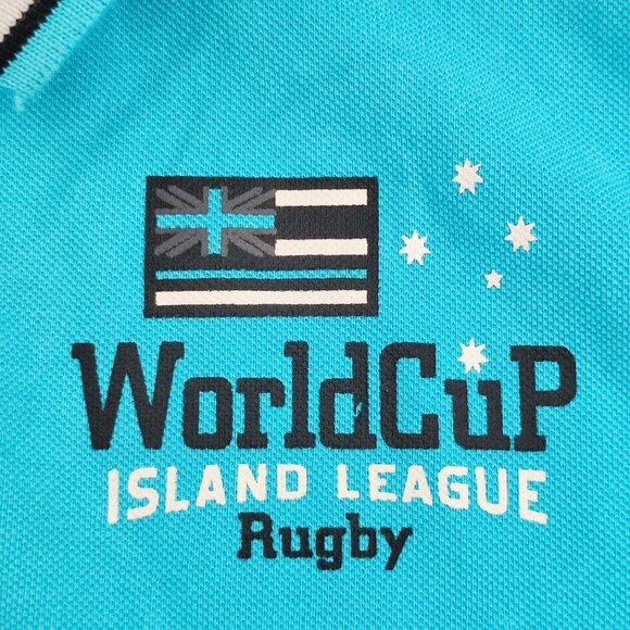 Atlas for men polo shirt men's size XL light blue rugby knit short sleeve - Picture 7 of 11